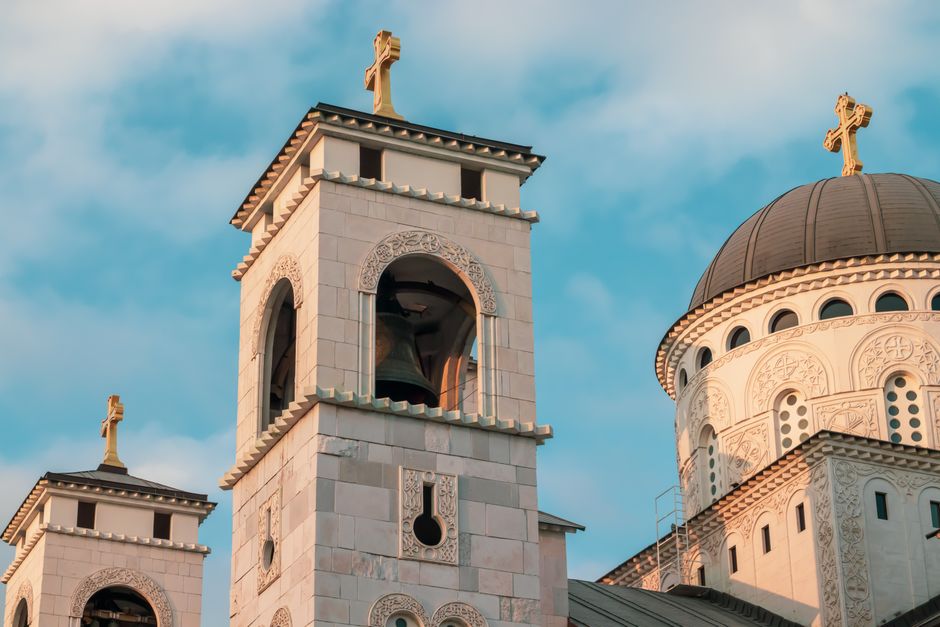 Rila Monastery Bell Tower exterior Balkan architecture onion dome sky