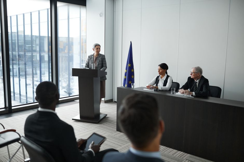 Angela Merkel speaking at European Council summit