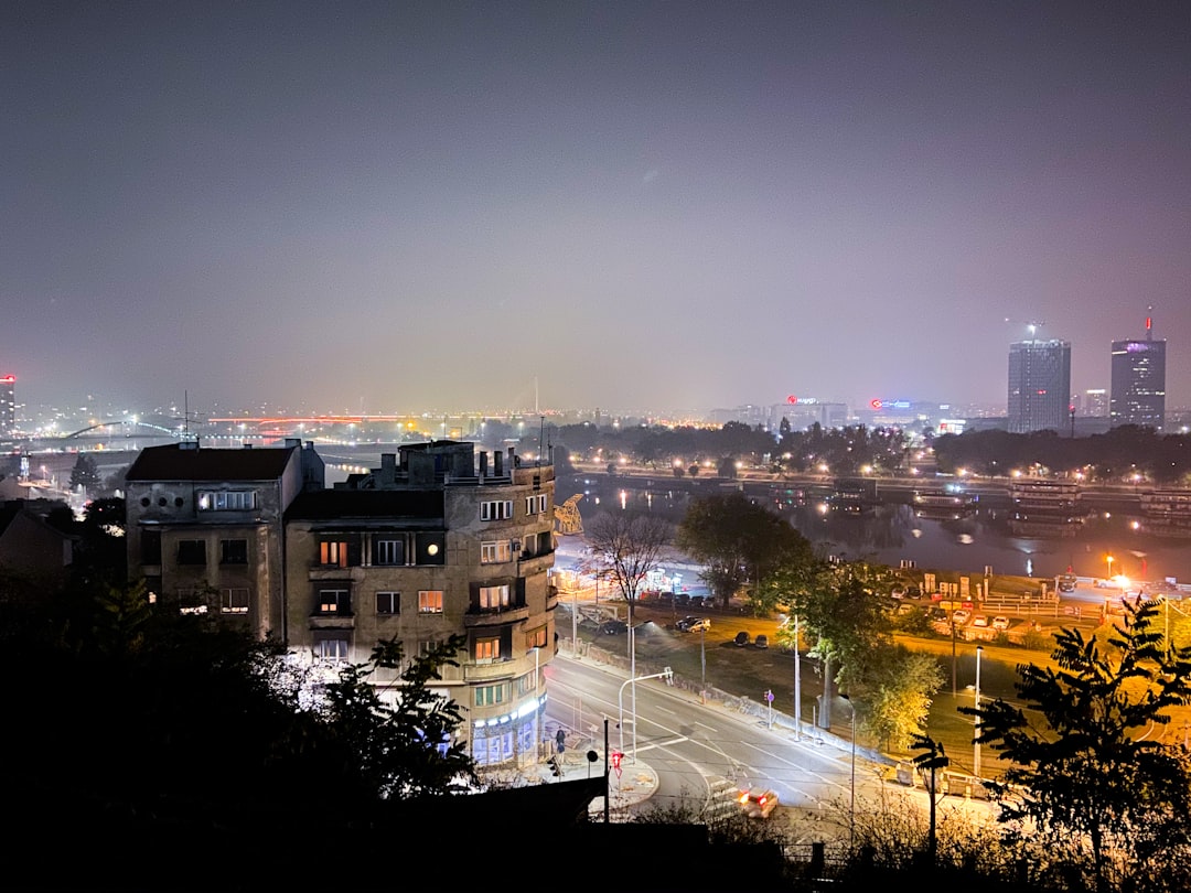 Ruski Trg Belgrade bars square night view
