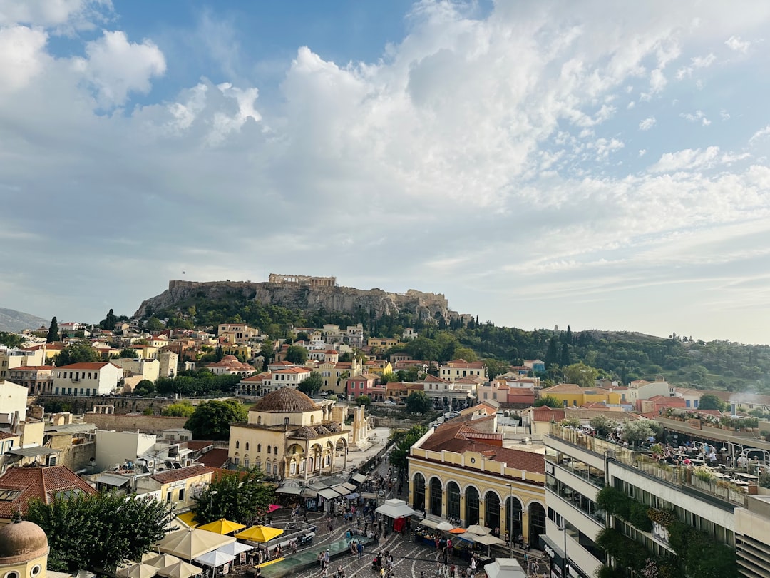 Monastiraki Square Athens morning light flea market crowds