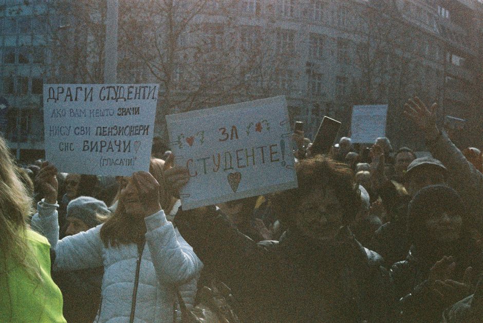 Serbian students protesting tuition fees Belgrade