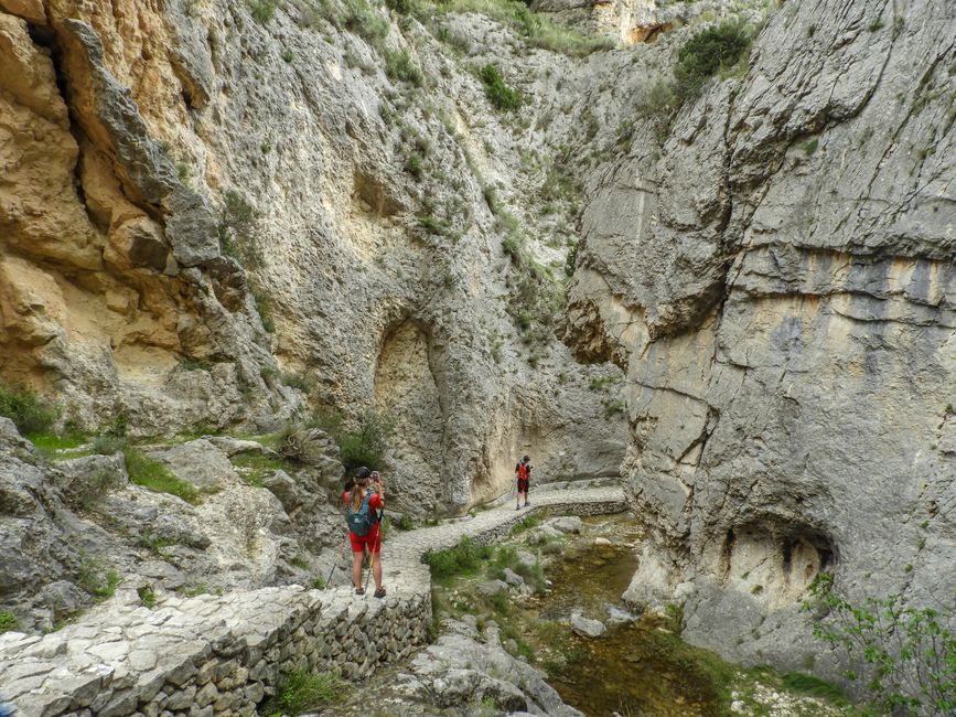 Hiker on Tara River Canyon trail Montenegro view down gorge