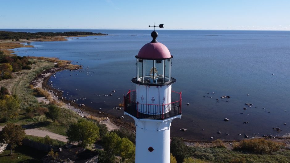 Savudrija Lighthouse Croatia white tower red roof blue sea