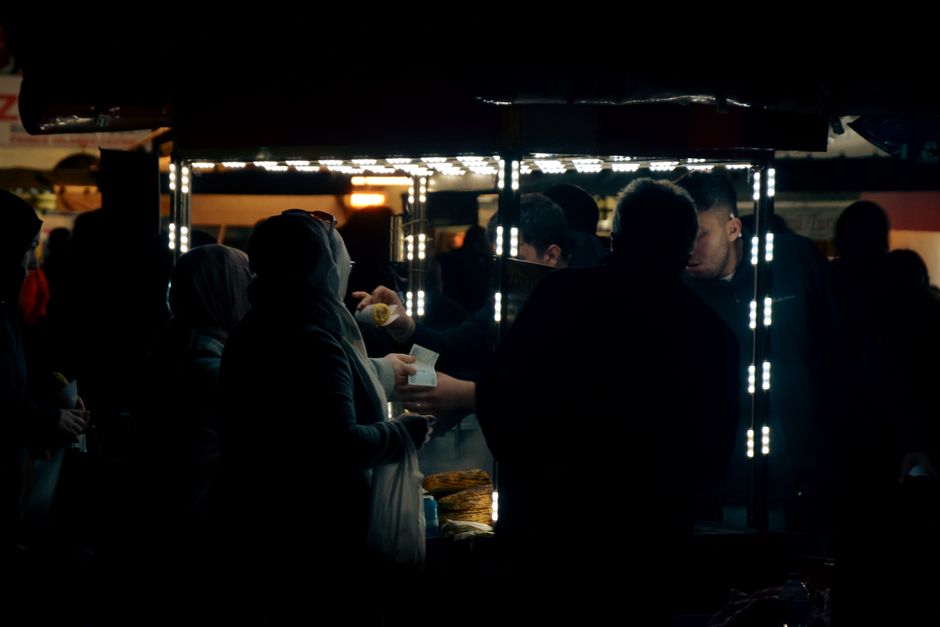 Ohrid Old Bazaar food stalls burek cevapi