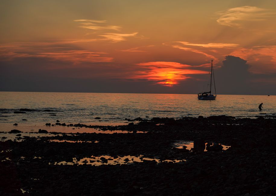Savudrija Beach Croatia sunset sea cliffs calm water