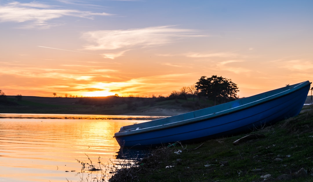 Old Port Varna Bulgaria wooden boats fishing nets sunset