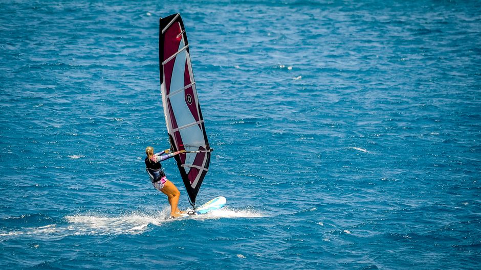 Eresos Beach Lesvos water sports windsurfing calm sea