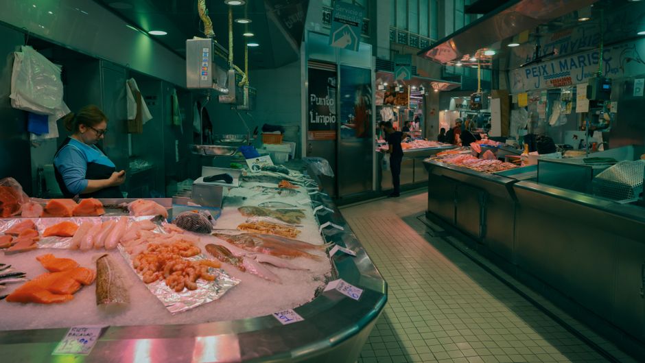 Varna Bulgaria central market fresh produce seafood stalls
