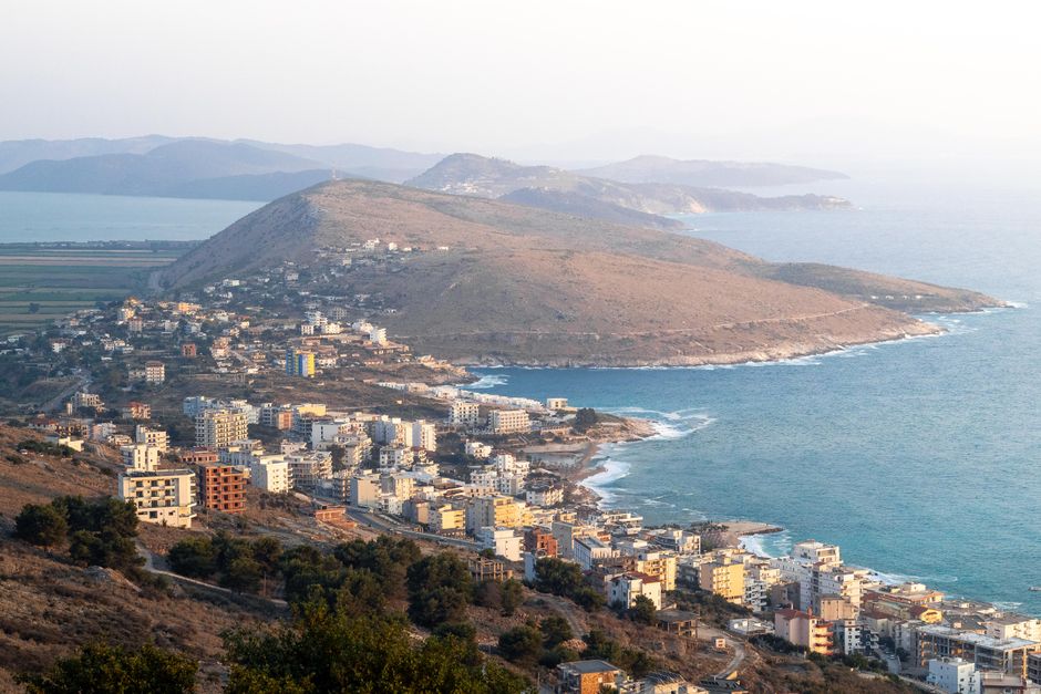 Sarandë Albania coastal road view mountains