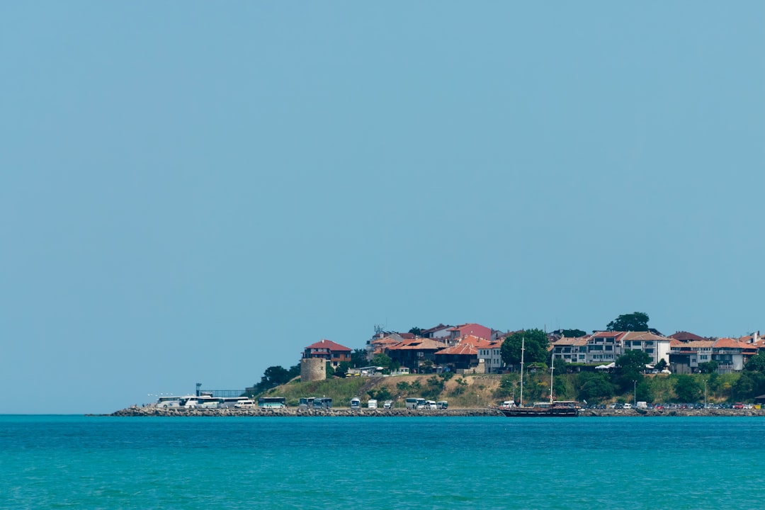 Albena resort Bulgaria Soviet era architecture white buildings sea