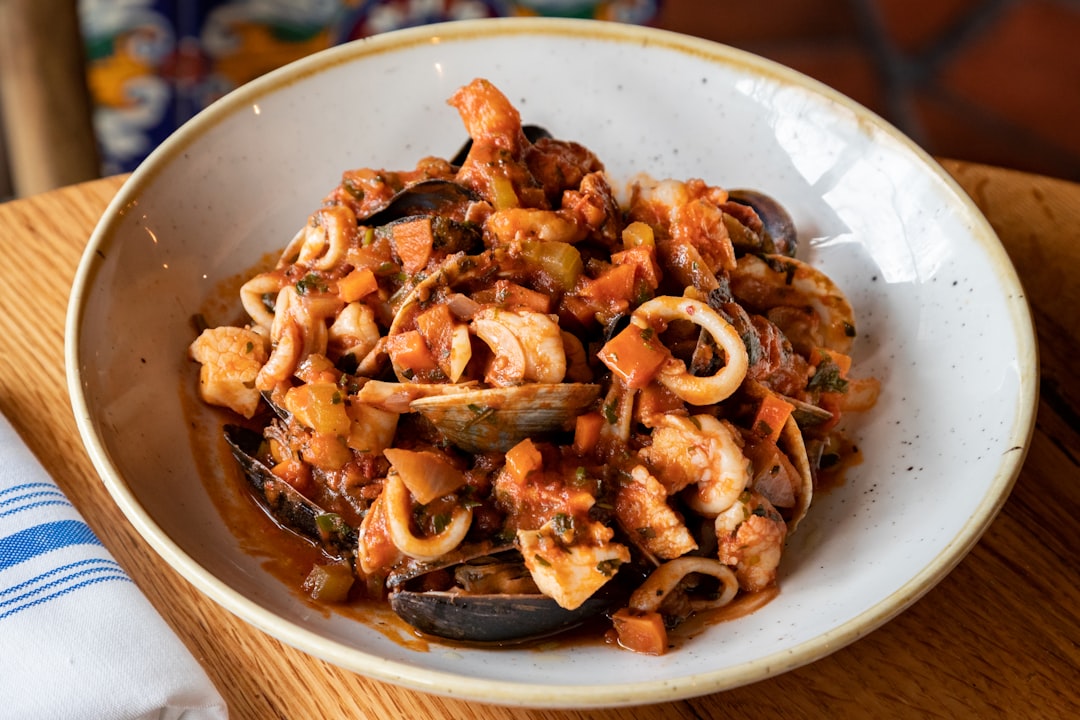 Slovenian coastal seafood platter grilled octopus pasta