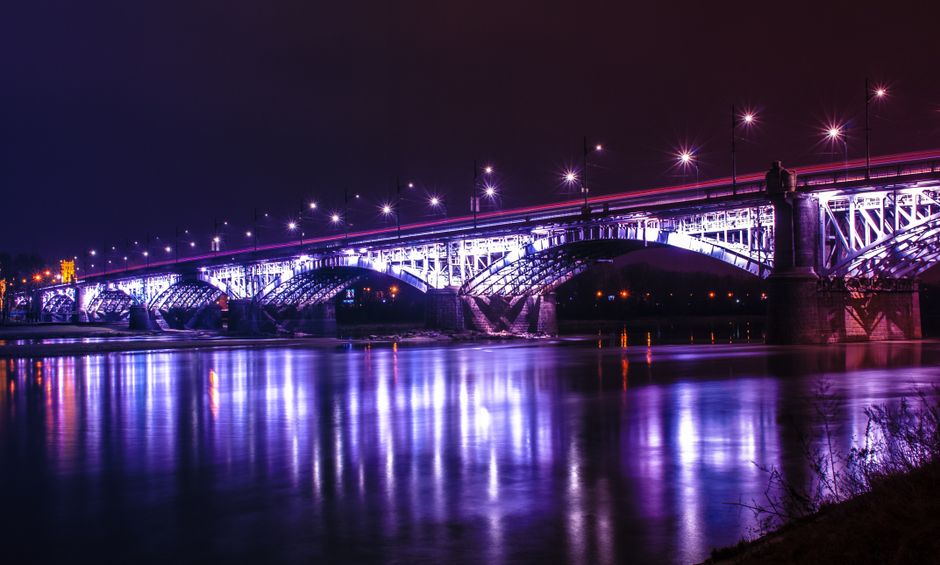 River Timok Zaječar night lights reflection