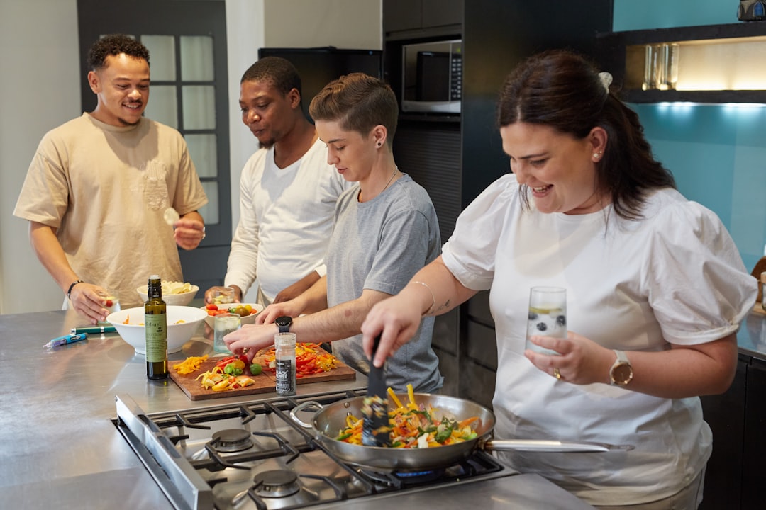 Young contestants cooking kitchen challenge