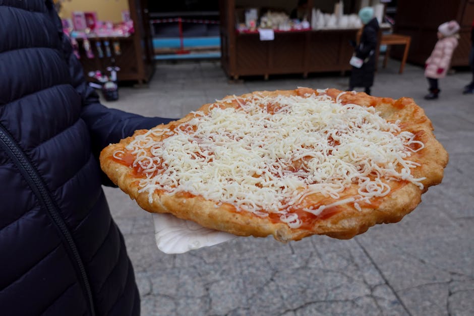 Langos street food Budapest fried dough paprika sour cream