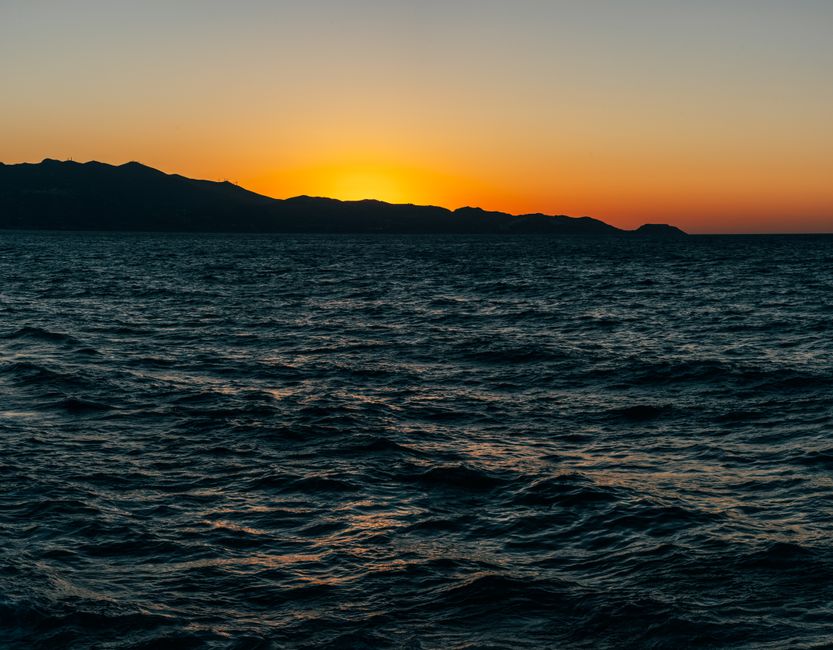 Agia Roumeli beach Crete Greece sunset Libyan Sea