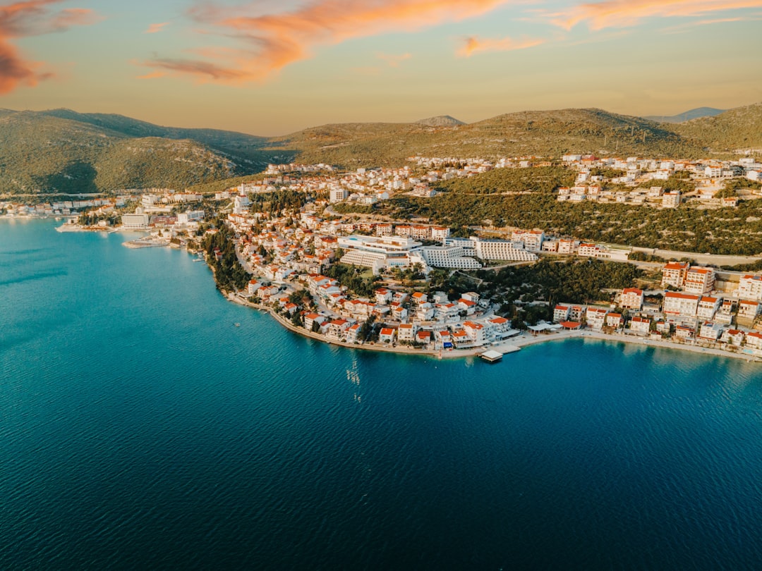 Neum Bosnia boat bar floating marina sunset