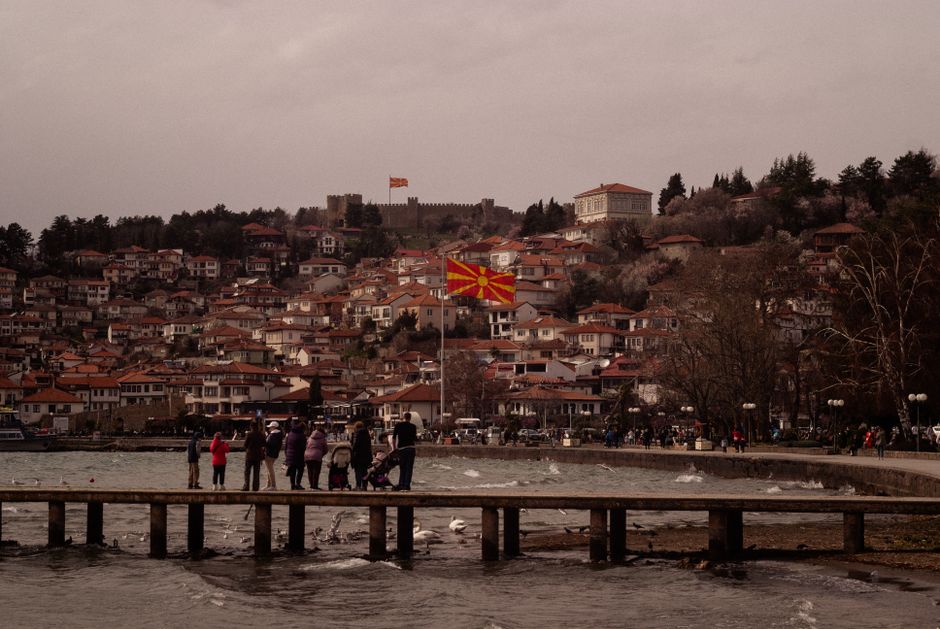Samuil's Fortress Ohrid North Macedonia ruins sunset lake view