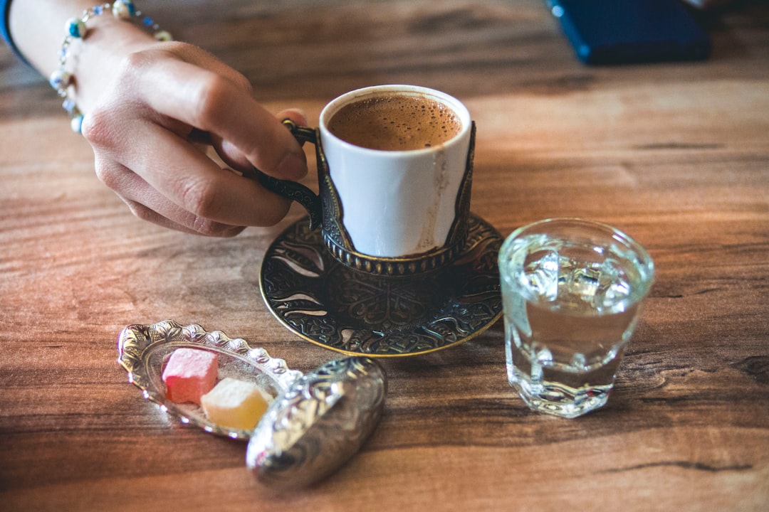 Bosnian coffee and Turkish delight Blagaj cafe table