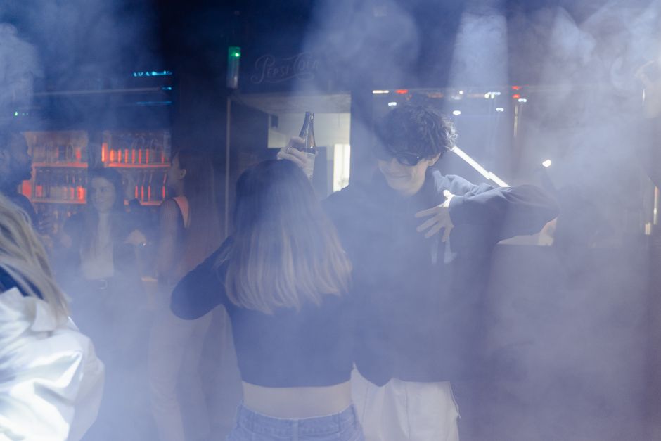 Neum Beach Bosnia Herzegovina night lights bars people dancing sand