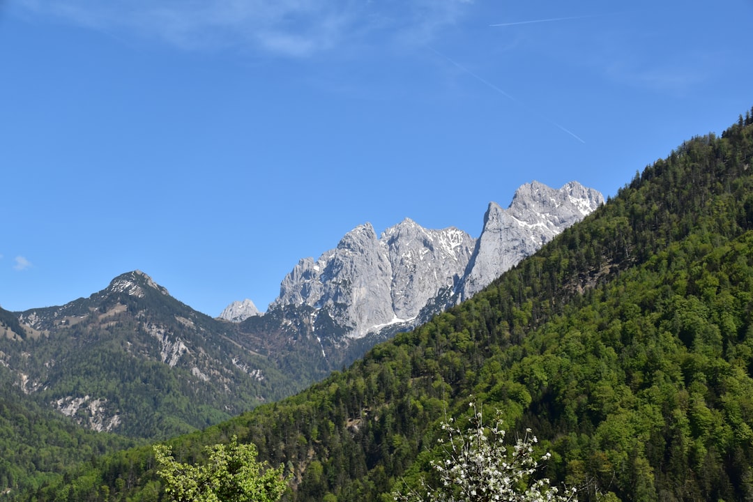 Albanian Alps Prokletije range jagged peaks towering above dense forest