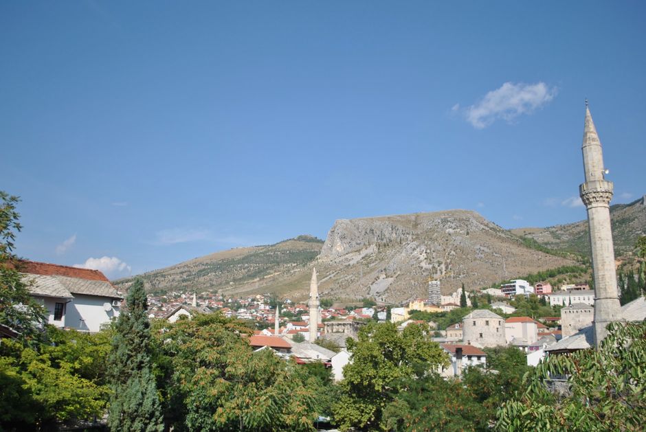 Koski Mehmed Pasha Mosque minaret Mostar blue sky
