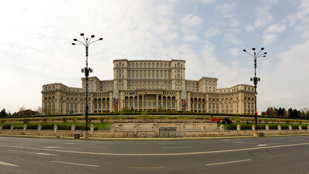 Romanian Parliament building Bucharest night view
