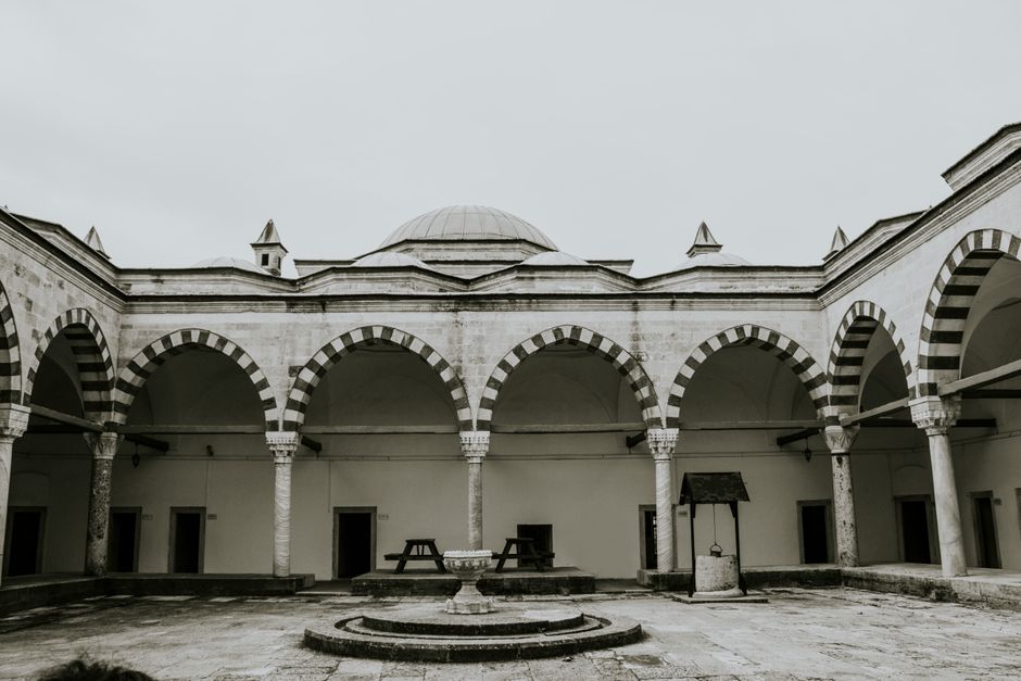 Cetinje Monastery royal tombs exterior stone chapel courtyard