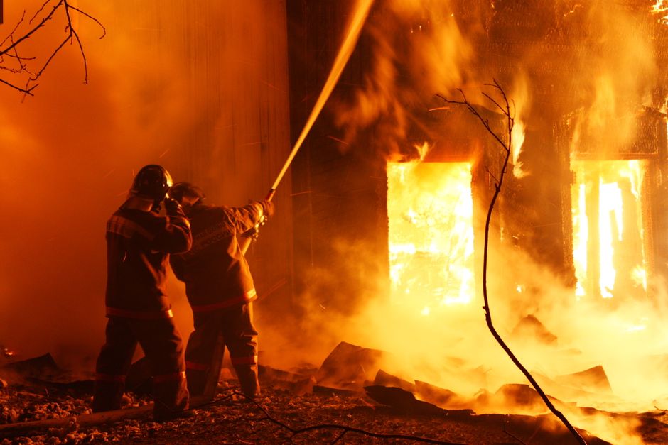 firefighters extinguishing apartment fire Timisoara Romania