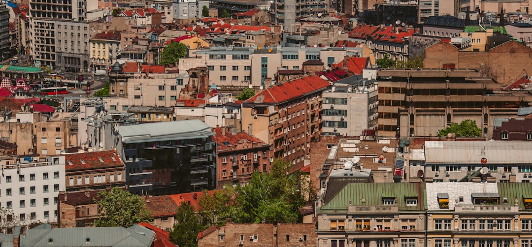 old residential building facade Balkan city center