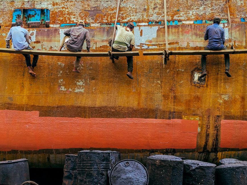 Kotor Shipyard Montenegro rusted crane hulls waterfront industrial