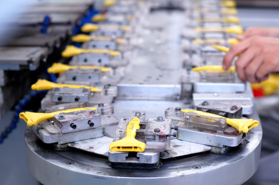 Romanian automotive factory assembly line workers