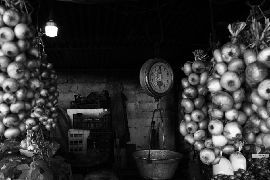 Nea Anchialos local market fresh produce Greece