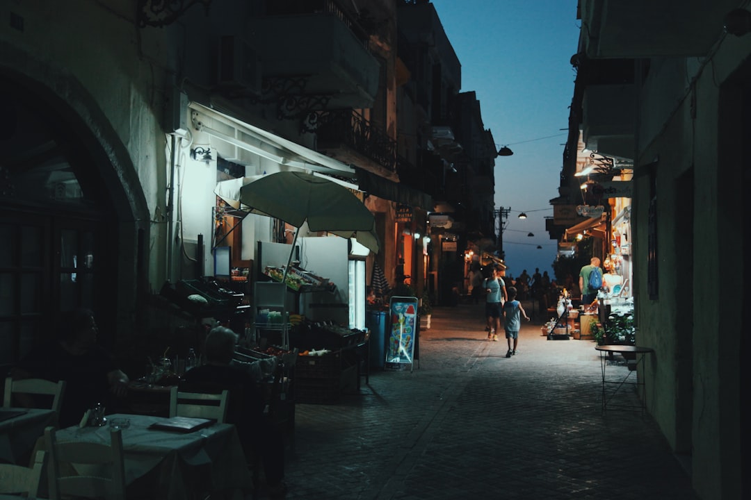Agios Dionysios village Greece evening street