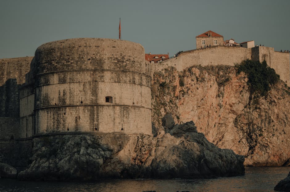 Fortica Hvar Town stone fortress overlooking harbor sunset