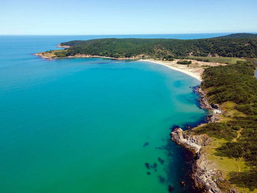 Sunny Beach Bulgaria coastline aerial view