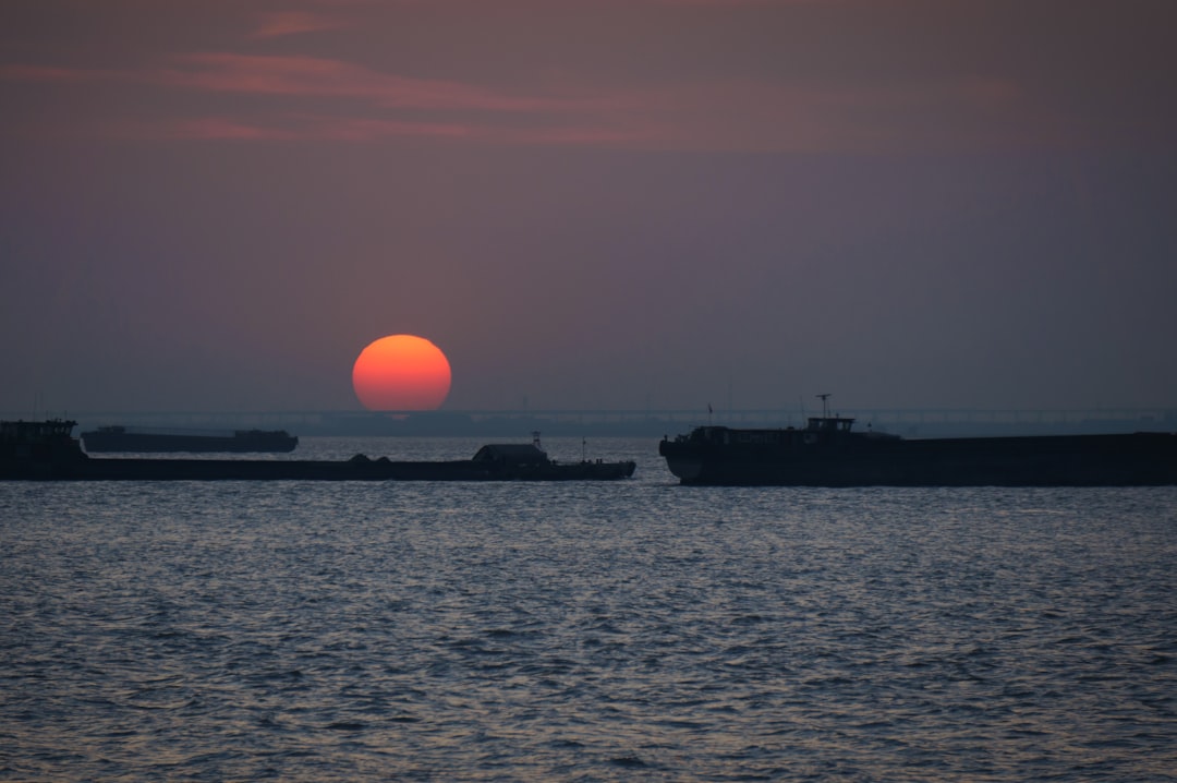 Black Sea port Varna cargo ships sunset