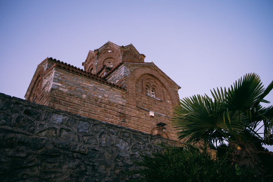 Church of St. Panteleimon Ohrid hillside view frescoes