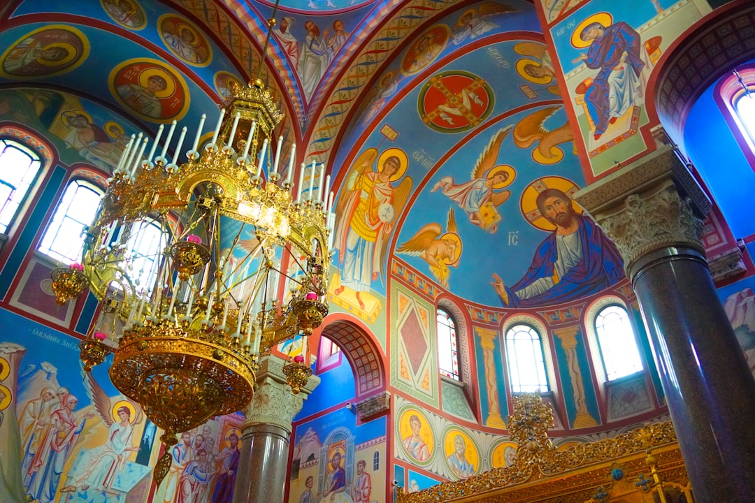 Saint Sophia Cathedral Ohrid interior frescoes mosaics sunlight