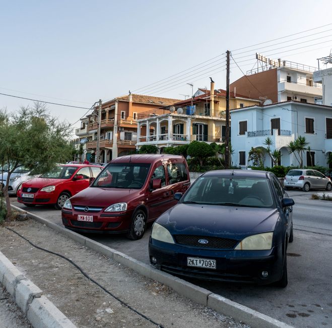 Thessaloniki Neapoli Sykies residential street parking area Greece