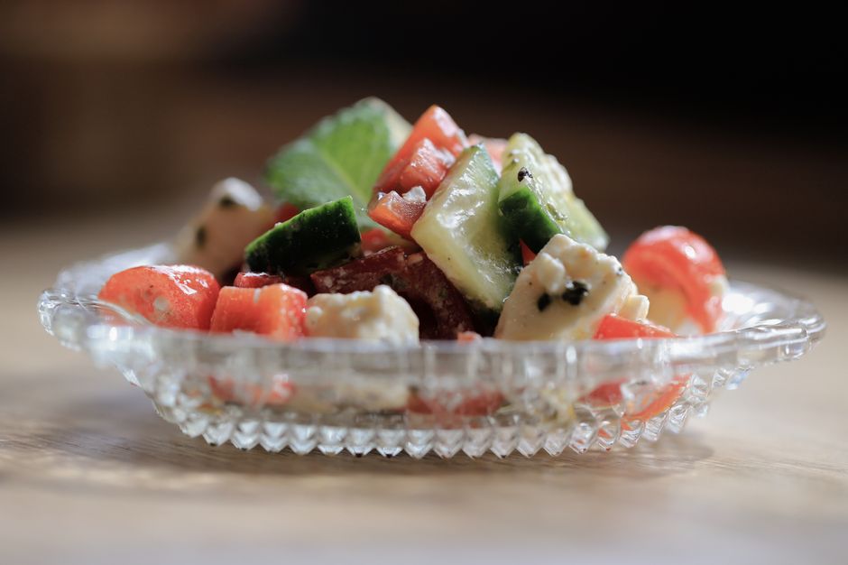 Rila village tavern traditional Bulgarian food shopska salad