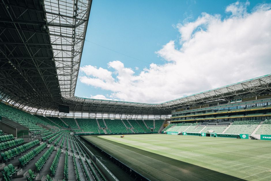 FIFA World Cup 2026 logo stadium exterior