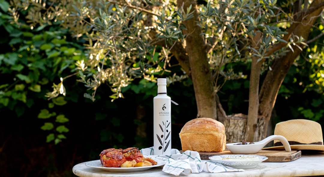 Greek traditional taverna food platter olive oil wine