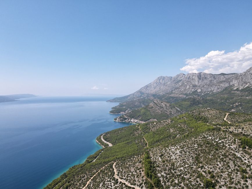 Dinaric Alps Croatia limestone peaks jagged coastline aerial view