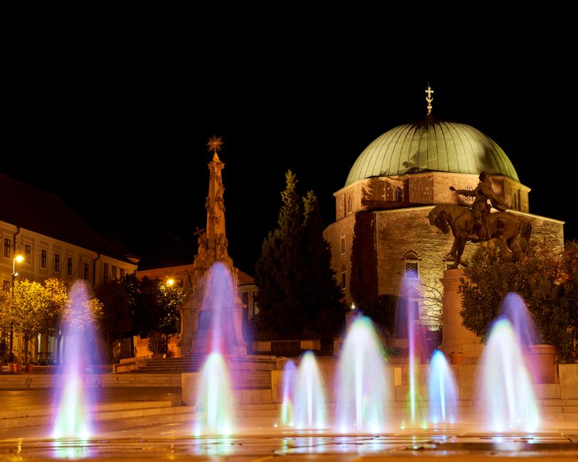 Osijek Main Square Croatia night cafes lights
