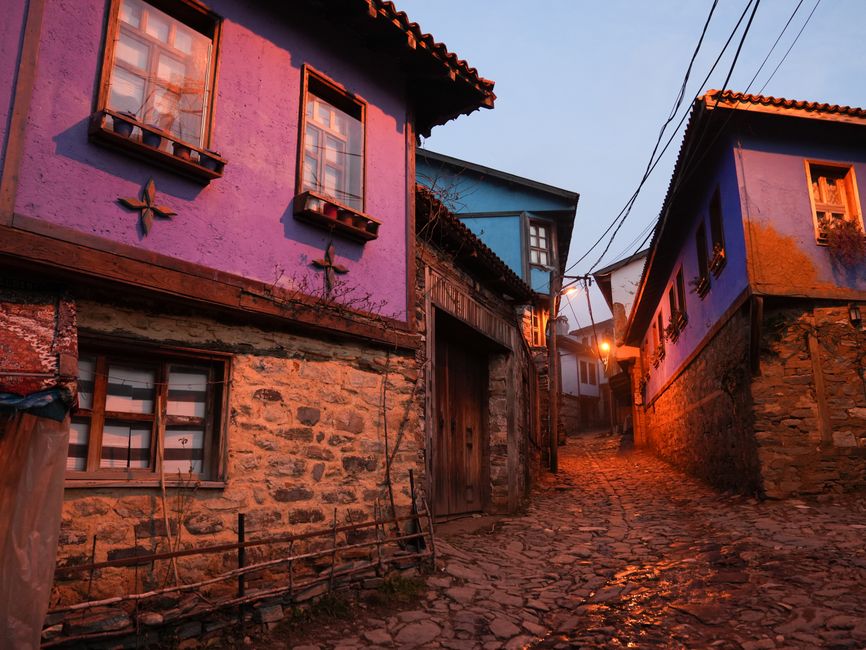 Sozopol old town Bulgaria cobblestone streets wooden houses sunset