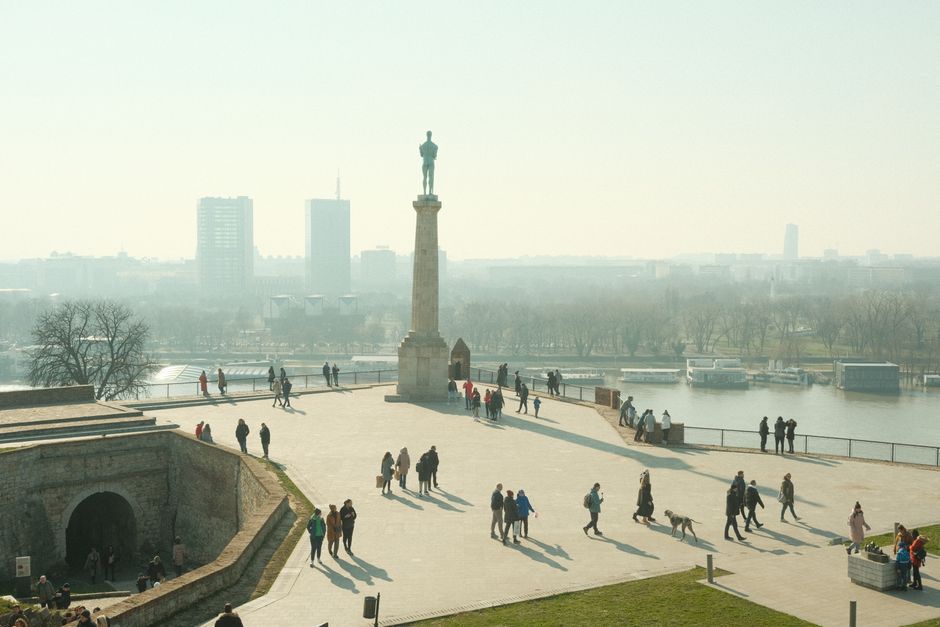 Monument to Victory Belgrade white statue park
