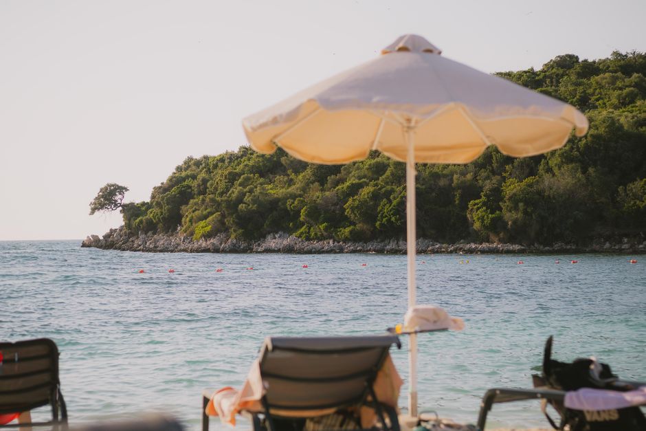 Ksamil Albania beachfront restaurant sunset dinner view