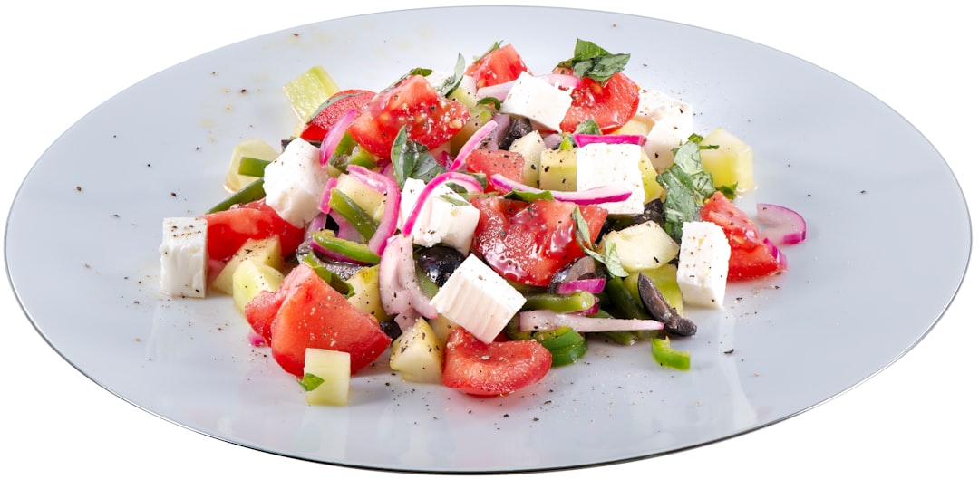 Bulgarian shop salad kashkaval cheese traditional food plate