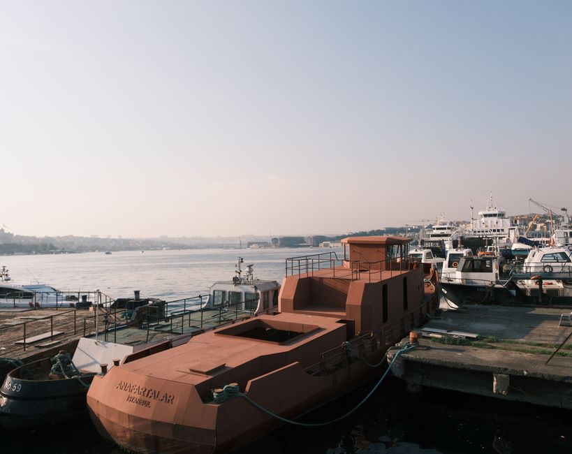 Viganj ferry port boats dock morning activity