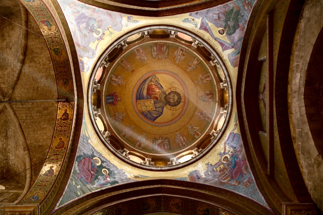 Studenica Monastery Cathedral interior frescoes Christ Pantocrator dome